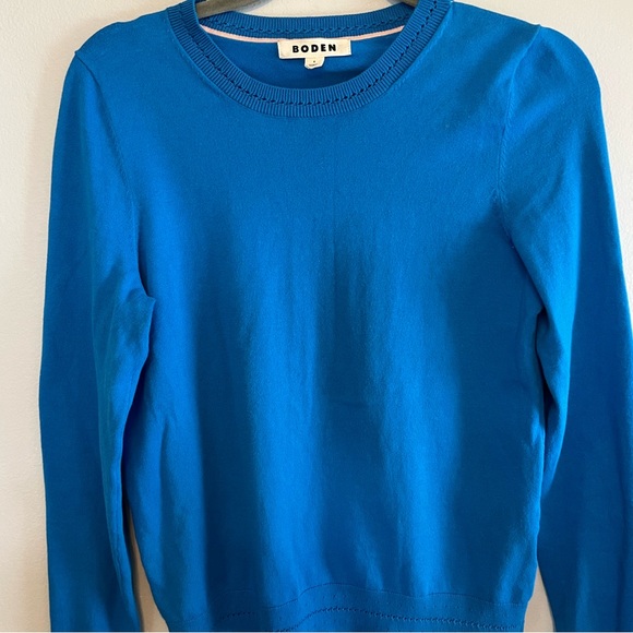 Boden Blue Catriona Cotton Crew Sweater - Picture 2 of 5